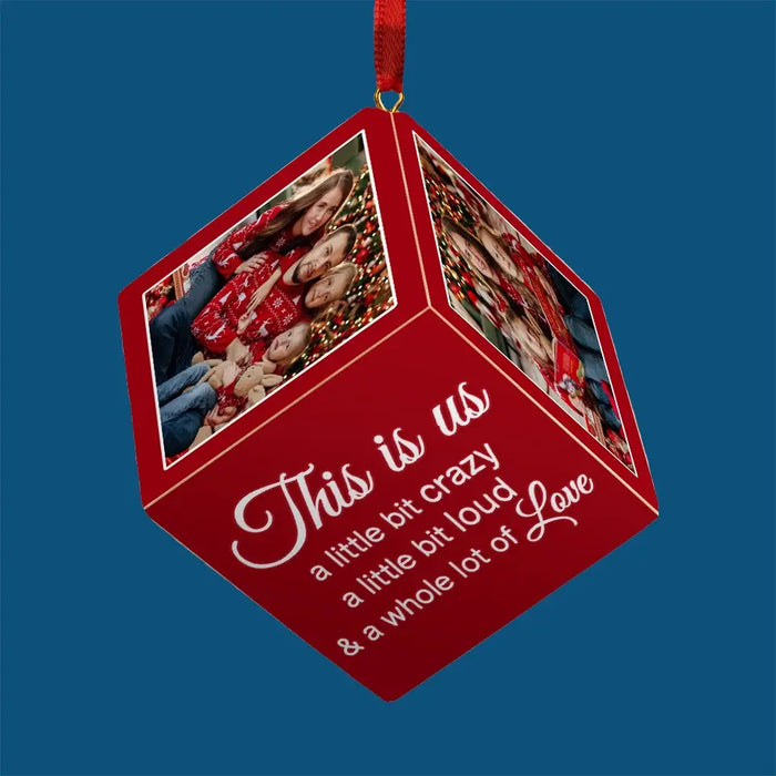 Custom Photo Every Christmas, I Wrap My Family In Love! - Family Personalized Custom Wooden Cube Ornament - Christmas Gift For Family Members