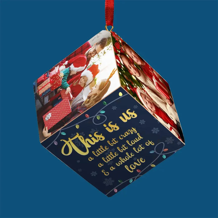 Custom Photo This Is Us - Family Personalized Custom Wooden Cube Ornament - Christmas Gift For Family Members