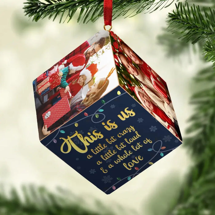 Custom Photo This Is Us - Family Personalized Custom Wooden Cube Ornament - Christmas Gift For Family Members