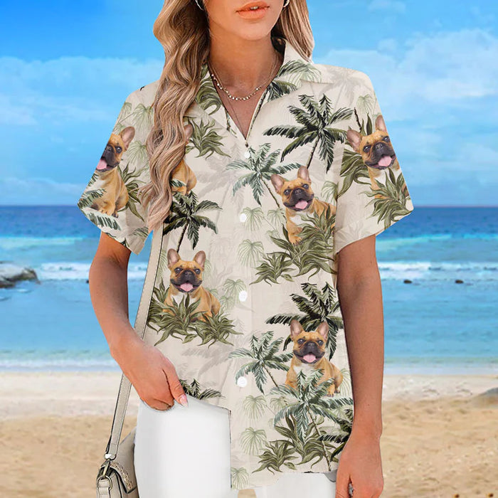 Custom Photo Happiness Comes In Waves - Dog & Cat Personalized Custom Unisex Tropical Hawaiian Aloha Shirt - Summer Vacation Gift, Gift For Pet Owners, Pet Lovers