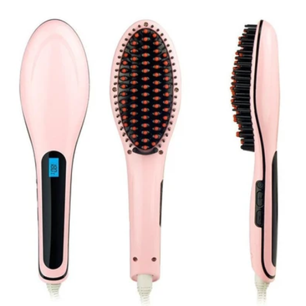 Flat Iron Hair Straightener Brush Comb Ceramic Hair Straightener