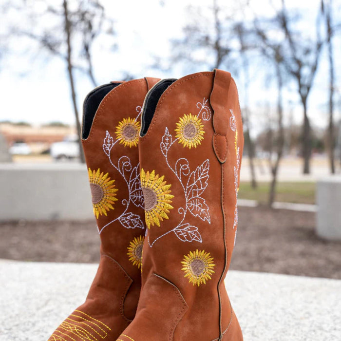 Lujo Sunflower Boots | Cowgirl Sunflower Boots