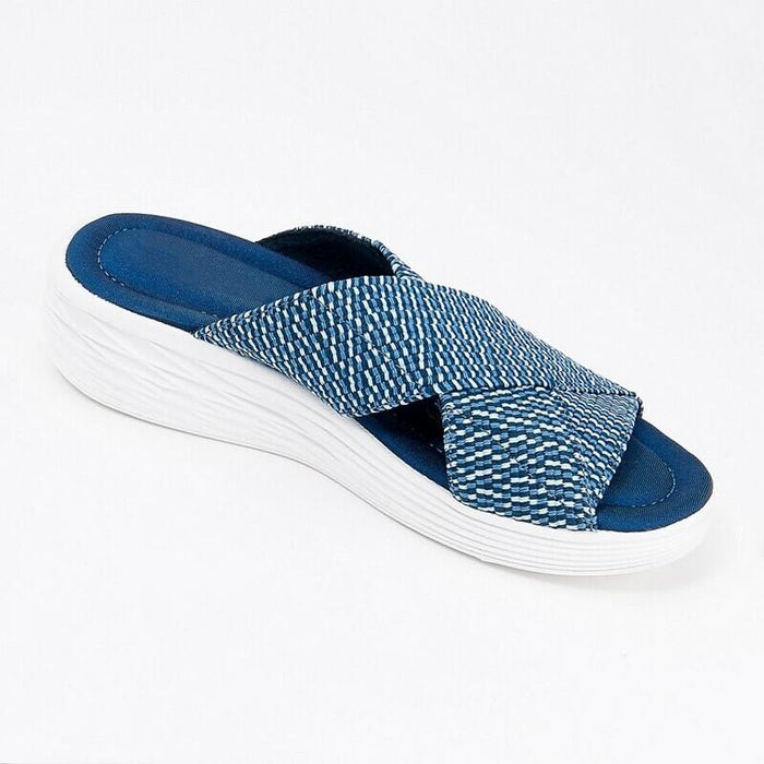 Stretch Cross Orthotic Slide Sandals