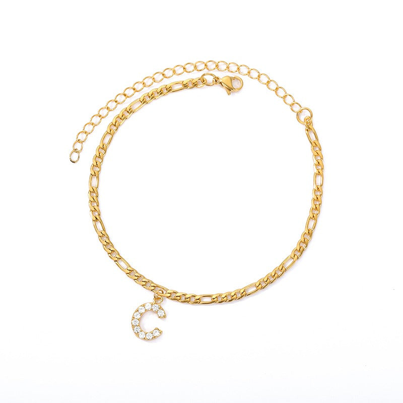 Initial Letter Anklets for Women